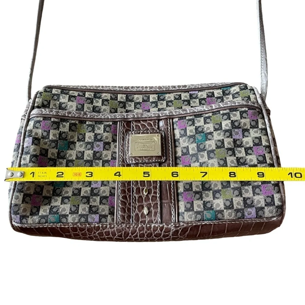 Vintage Liz Claiborne Signature Print Multicolor Crossbody Shoulder Purse